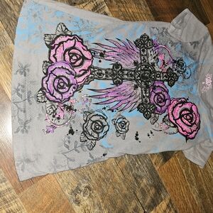 Gray and Pink Graphic Kids Shirt